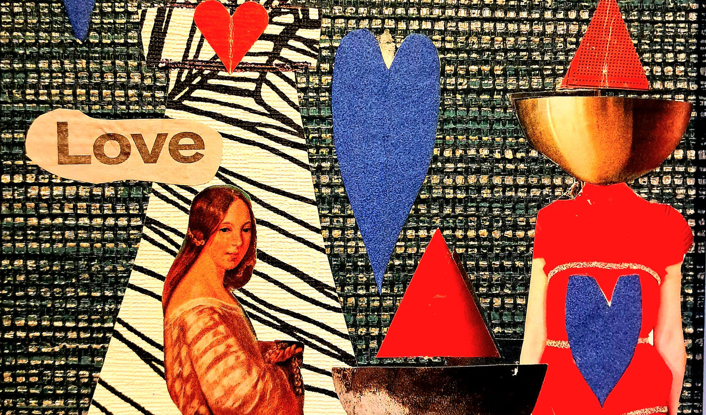 OCEAN VIEW. ORIGINAL COLLAGE ART. FRAMED.