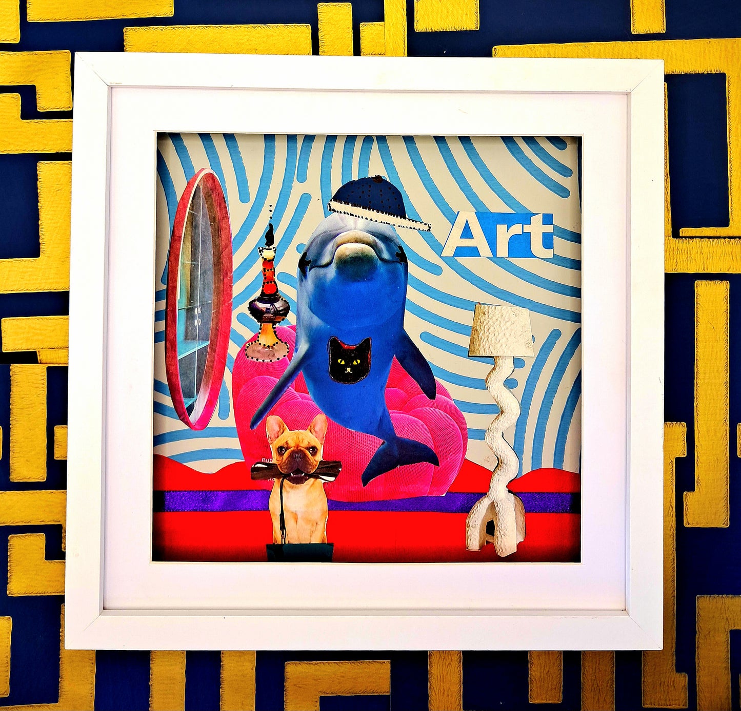UNDERWATER CRIB. ORIGINAL COLLAGE ART. FRAMED.