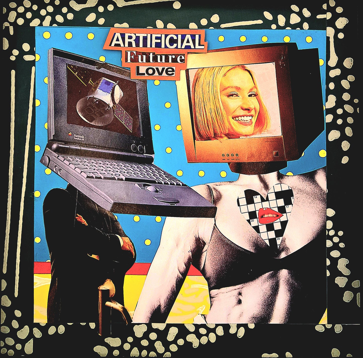 ARTIFICIAL FUTURE LOVE. ORIGINAL COLLAGE ART. FRAMED.