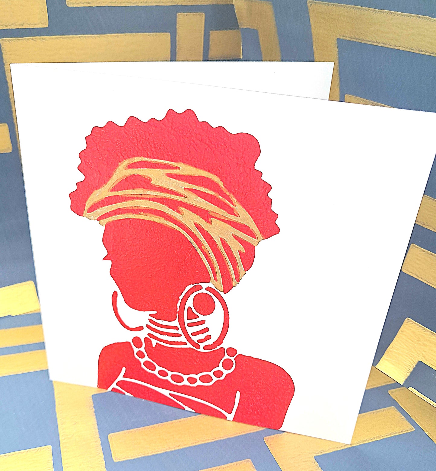 LISA - HAND PAINTED AFRICAN QUEEN COLLECTION. ECO-FRIENDLY GREETINGS CARD.