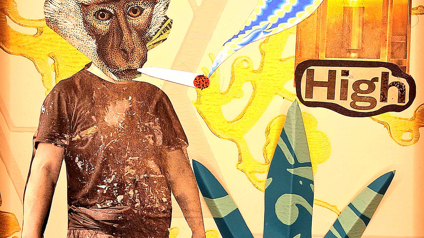 HIGH. ORIGINAL COLLAGE ART - FRAMED.