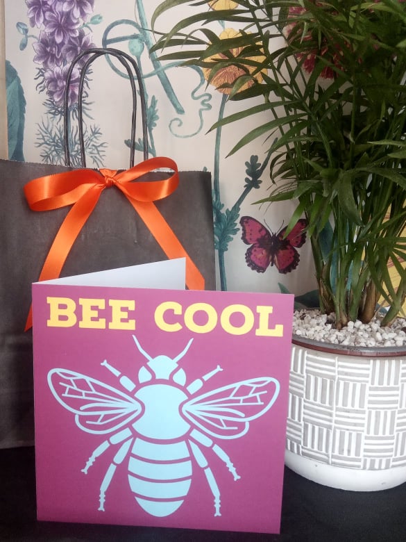 BEE COOL. ECO -FRIENDLY GREETINGS CARD.