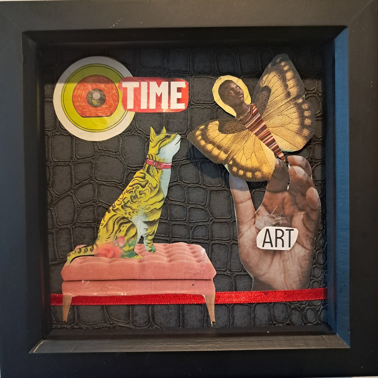 MOMENT IN TIME. ORIGINAL COLLAGE ART. FRAMED.