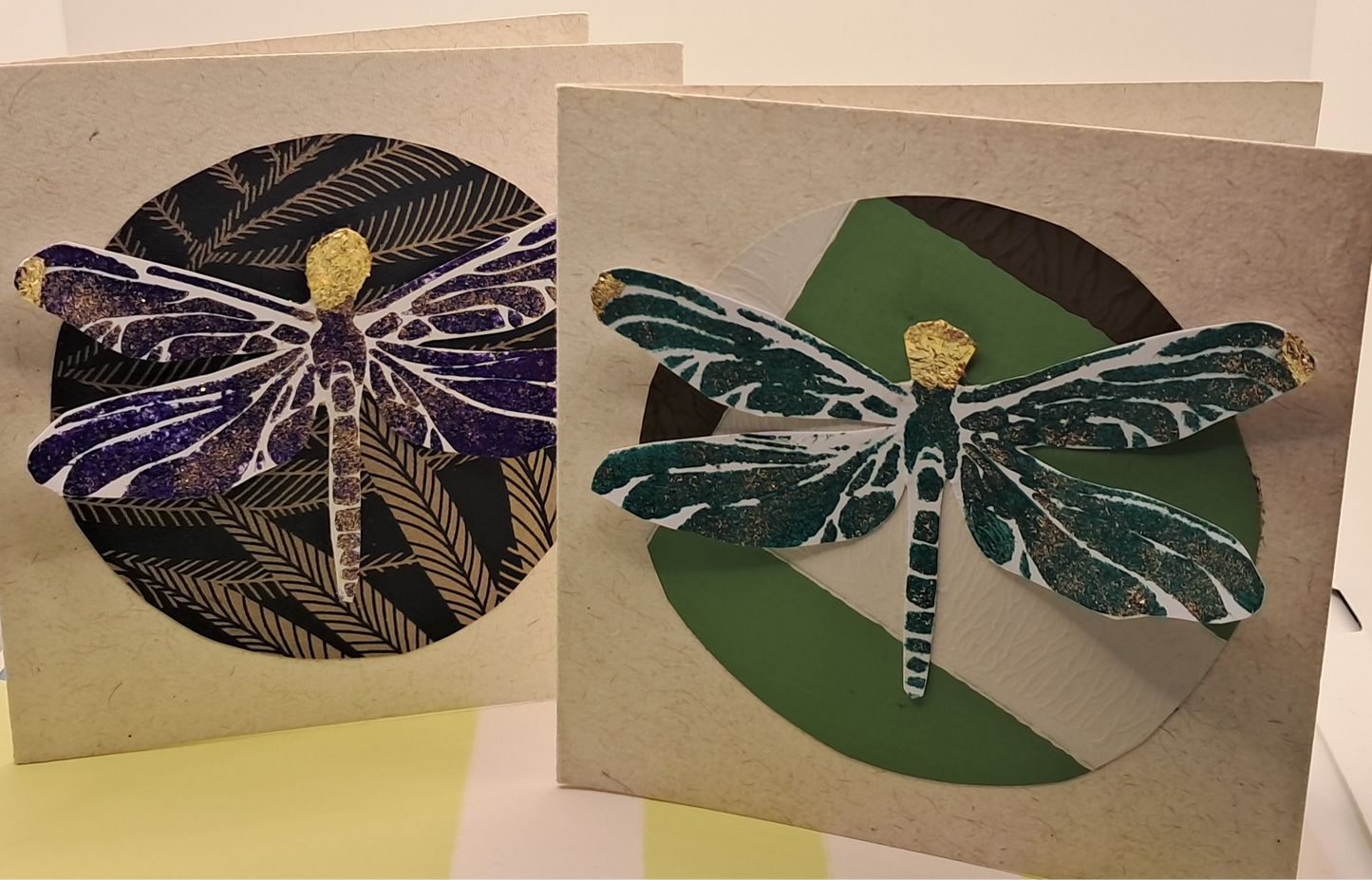 BLUE DRAGONFLY.  HAND PAINTED ECO-FRIENDLY GREETINGS CARD.