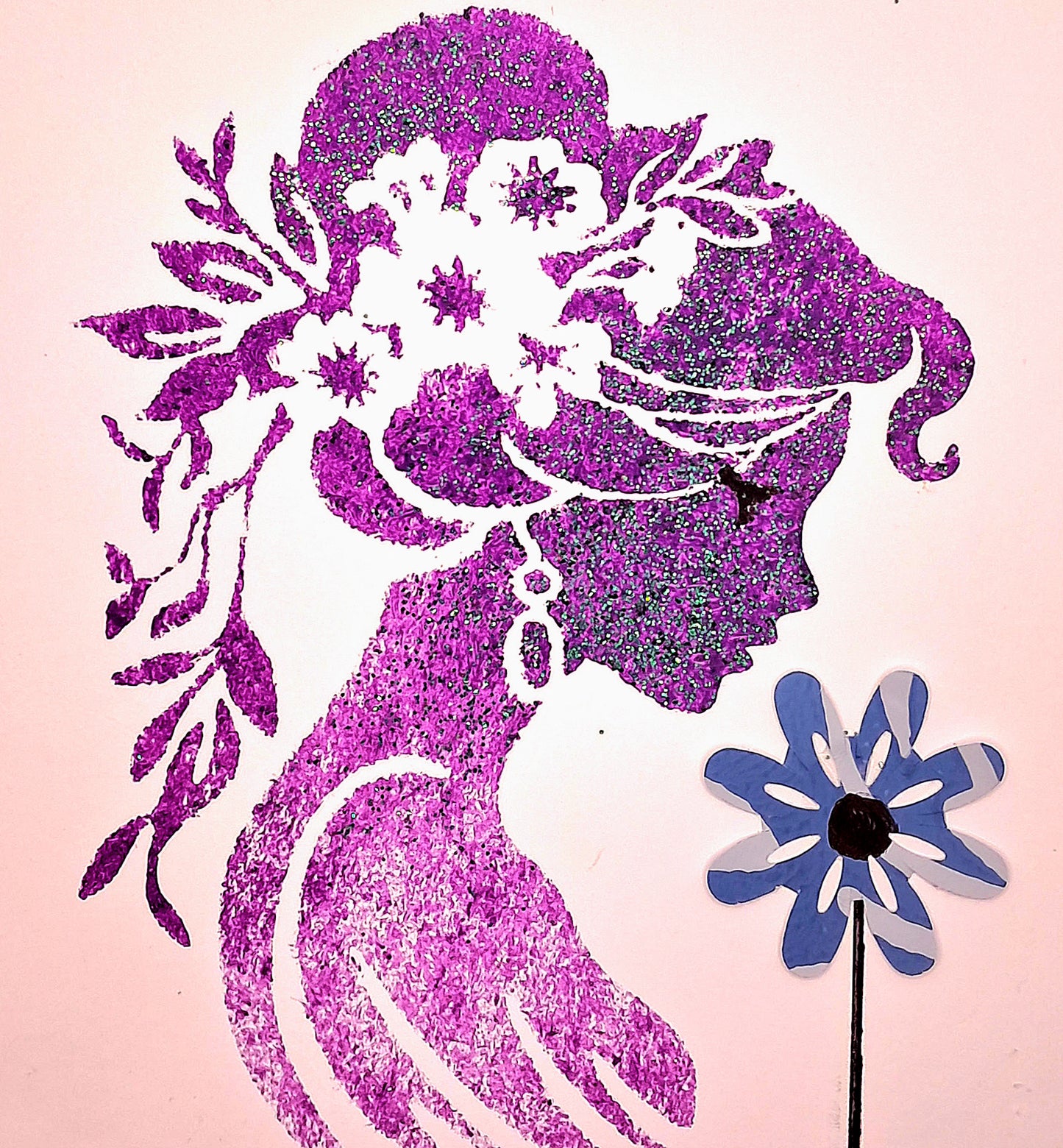 FLOWER GIRL. HAND-PAINTED ECO-FRIENDLY GREETINGS CARD.