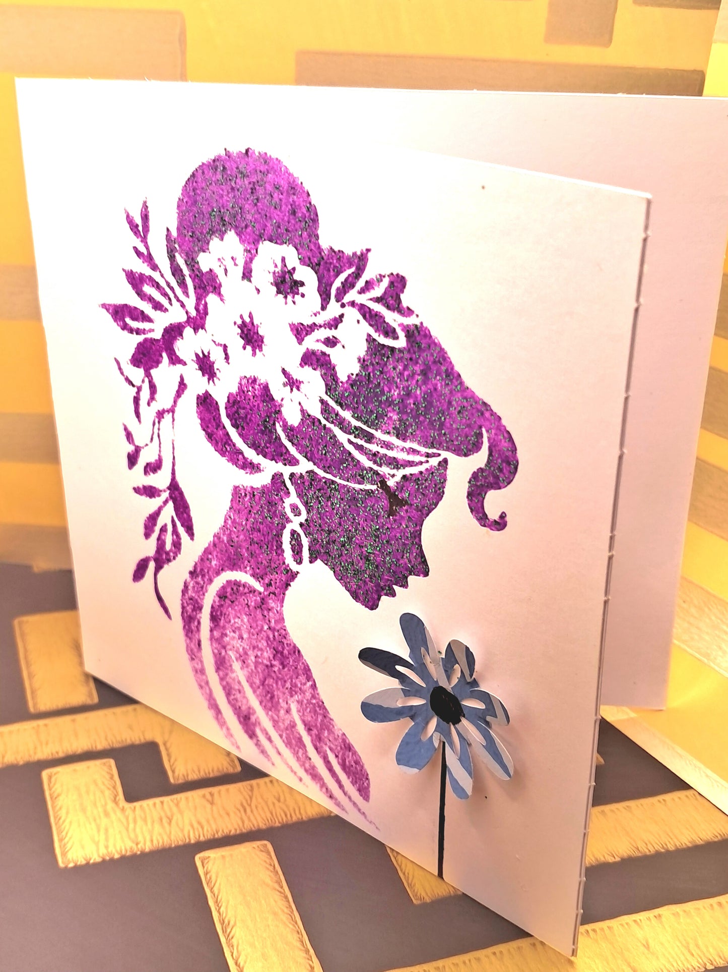 FLOWER GIRL. HAND-PAINTED ECO-FRIENDLY GREETINGS CARD.
