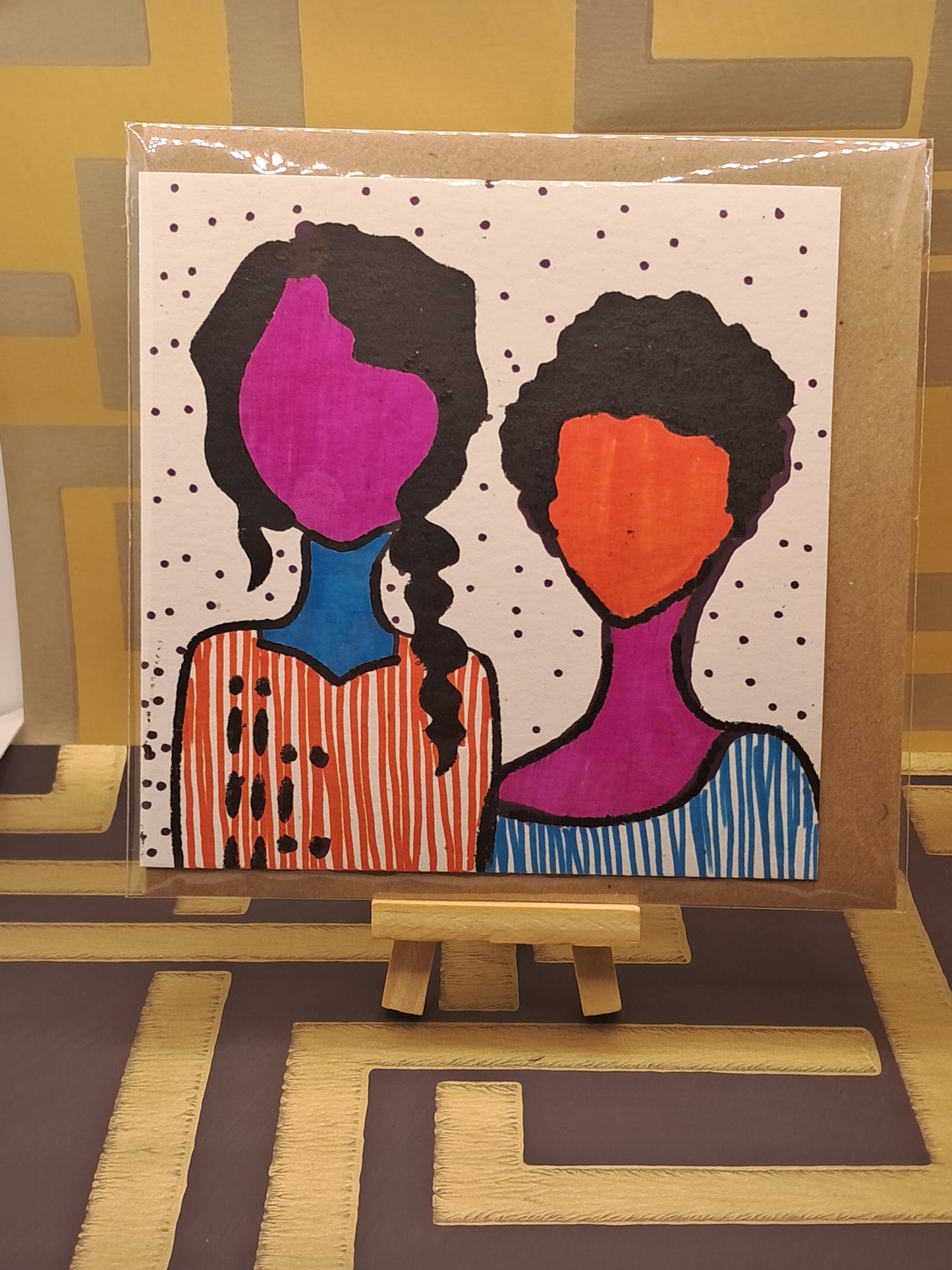 MULTI-COLOURED WORLD. HAND-CRAFTED ECO-FRIENDLY GREETINGS CARD.