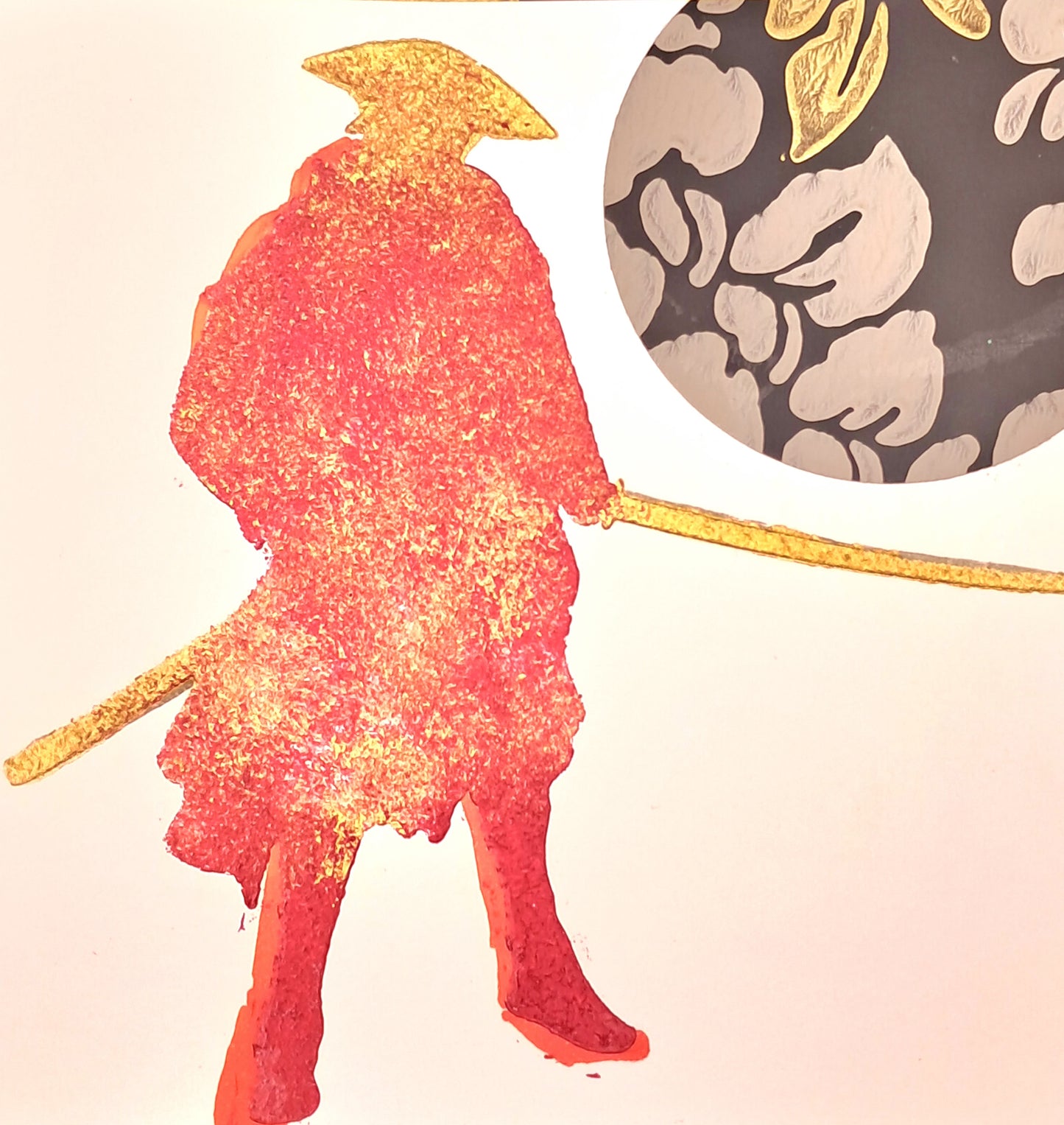 RED SAMURAI. HAND PAINTED ECO-FRIENDLY GREETINGS CARD.