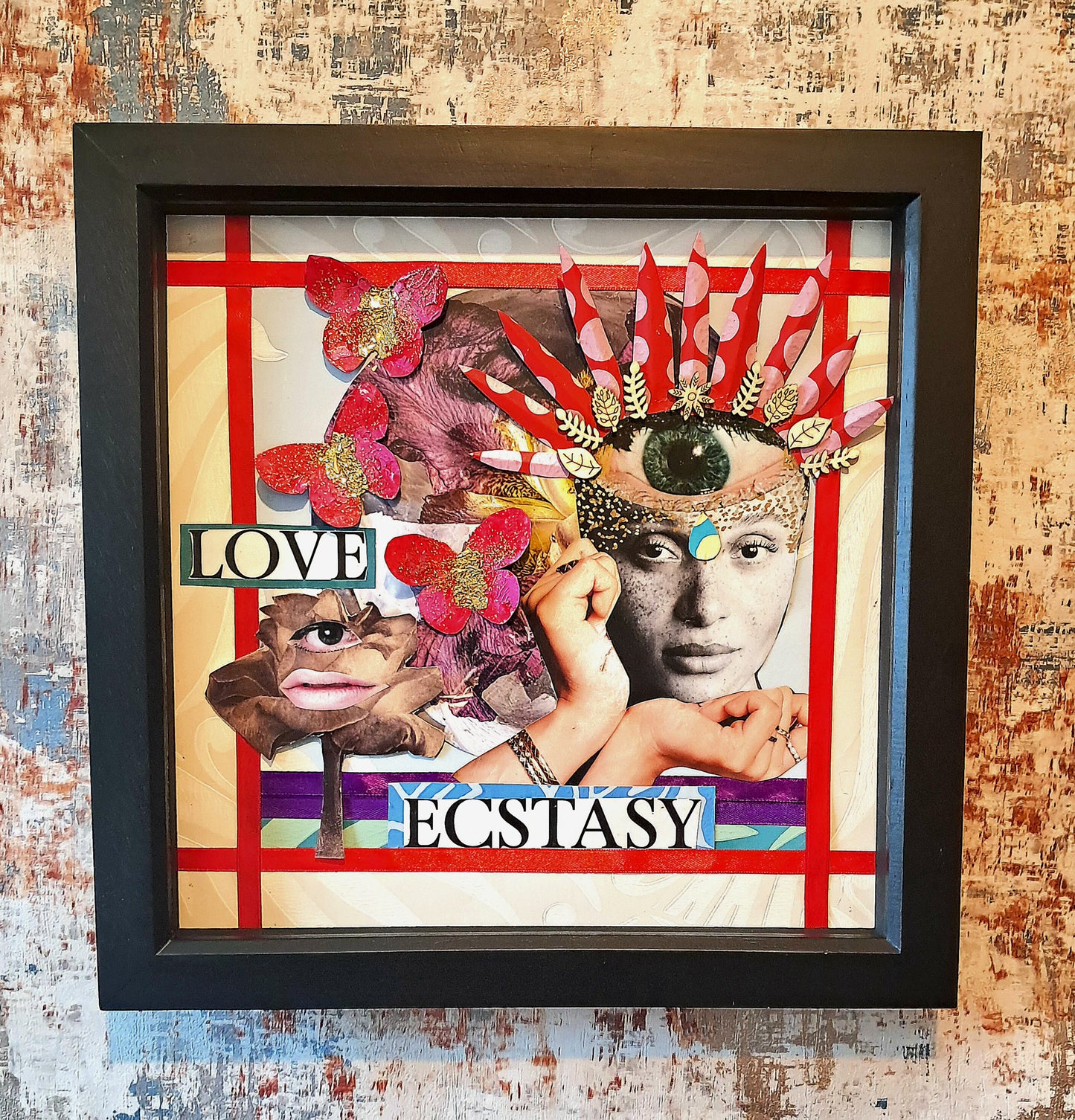 FEELINGS OF LOVE.  ORIGINAL COLLAGE ART. FRAMED.