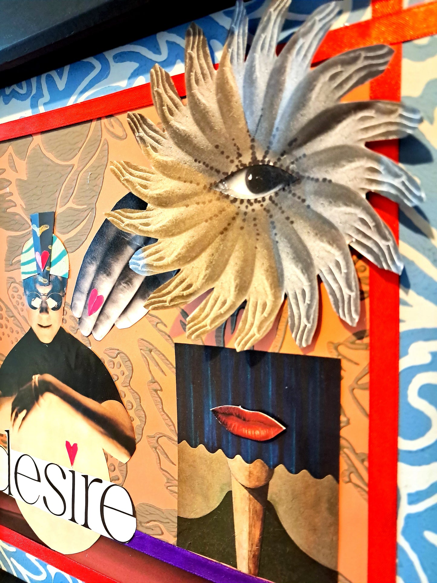 WHEEL OF DESIRE. ORIGINAL COLLAGE ART. FRAMED.