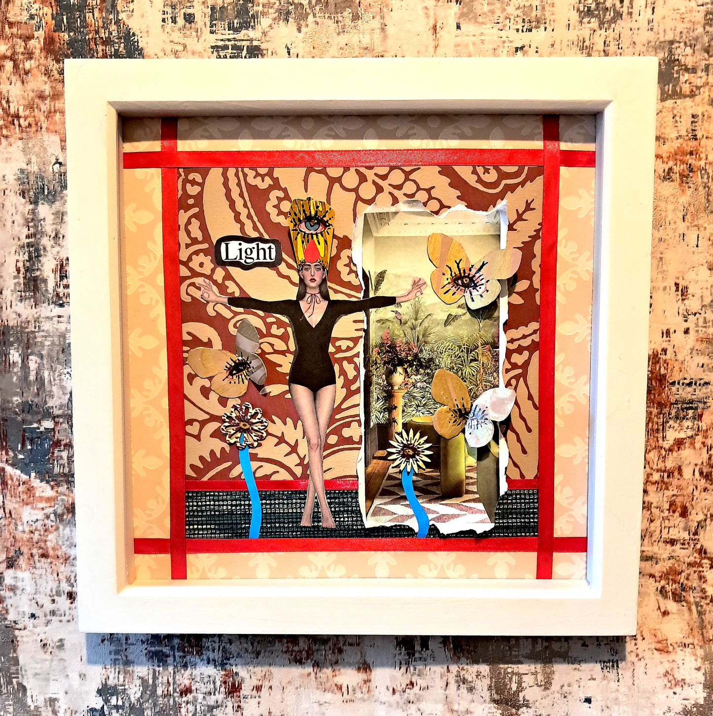 EYE OF LIGHT. ORIGINAL COLLAGE ART. FRAMED.