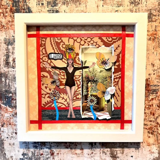 EYE OF LIGHT. ORIGINAL COLLAGE ART. FRAMED.