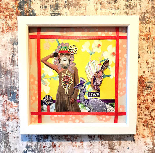 GROW OLD GRACEFULLY. ORIGINAL COLLAGE ART. FRAMED.