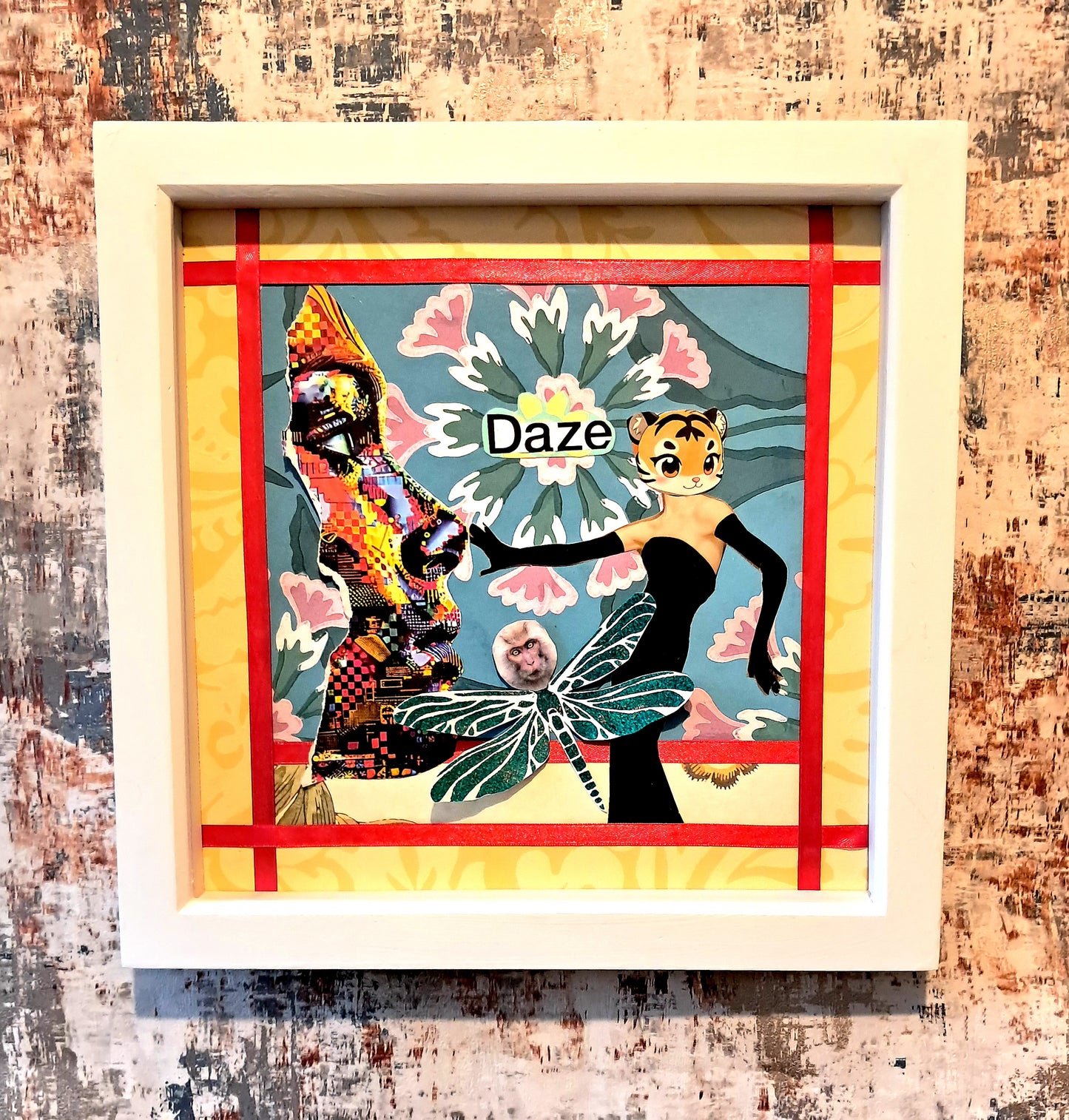 DIGITAL DAZE. ORIGINAL COLLAGE ART. FRAMED.