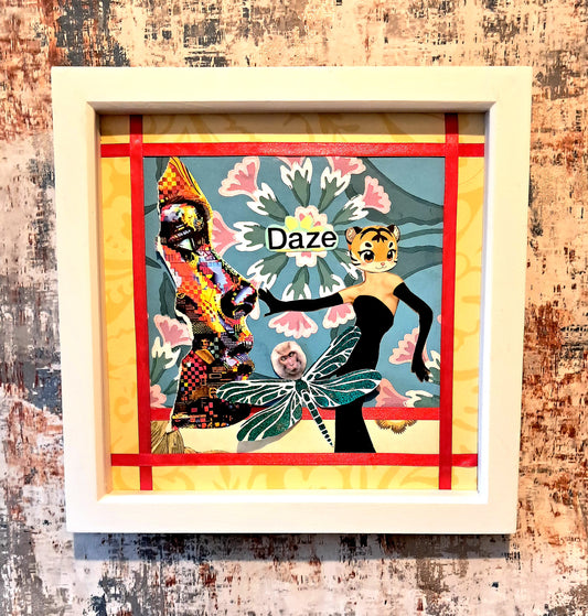 DIGITAL DAZE. ORIGINAL COLLAGE ART. FRAMED.