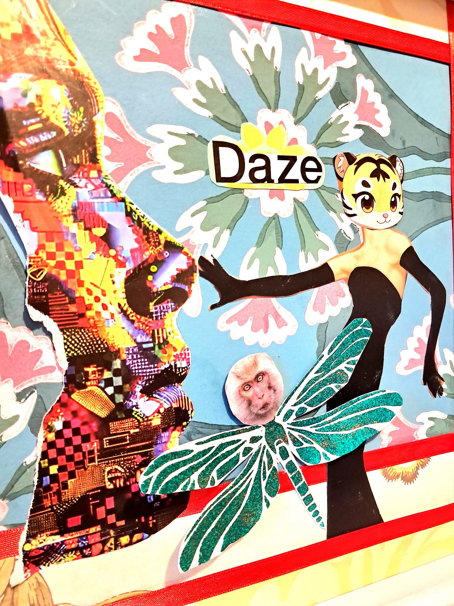 DIGITAL DAZE. ORIGINAL COLLAGE ART. FRAMED.