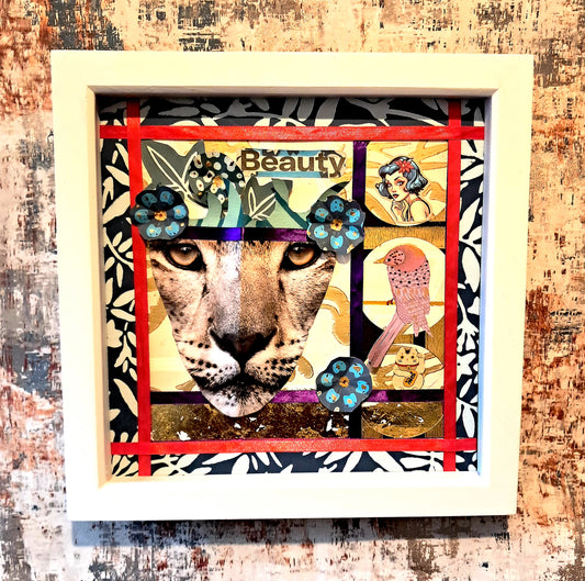 WILD BEAUTY. ORIGINAL COLLAGE ART. FRAMED.