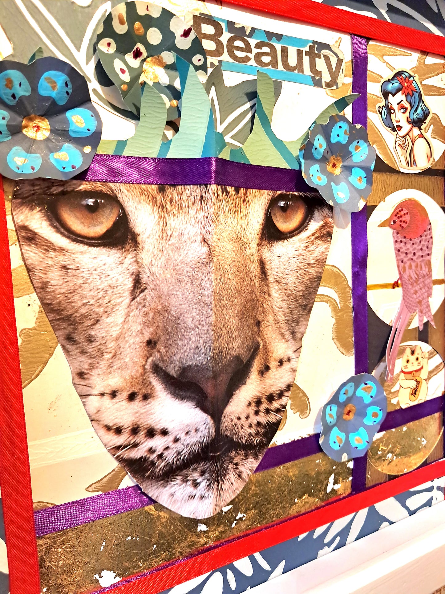 WILD BEAUTY. ORIGINAL COLLAGE ART. FRAMED.