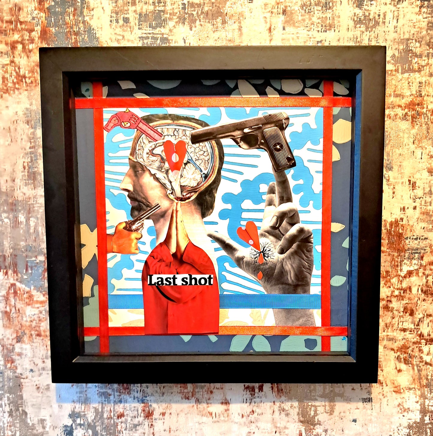 LAST SHOT. ORIGINAL COLLAGE ART. FRAMED.