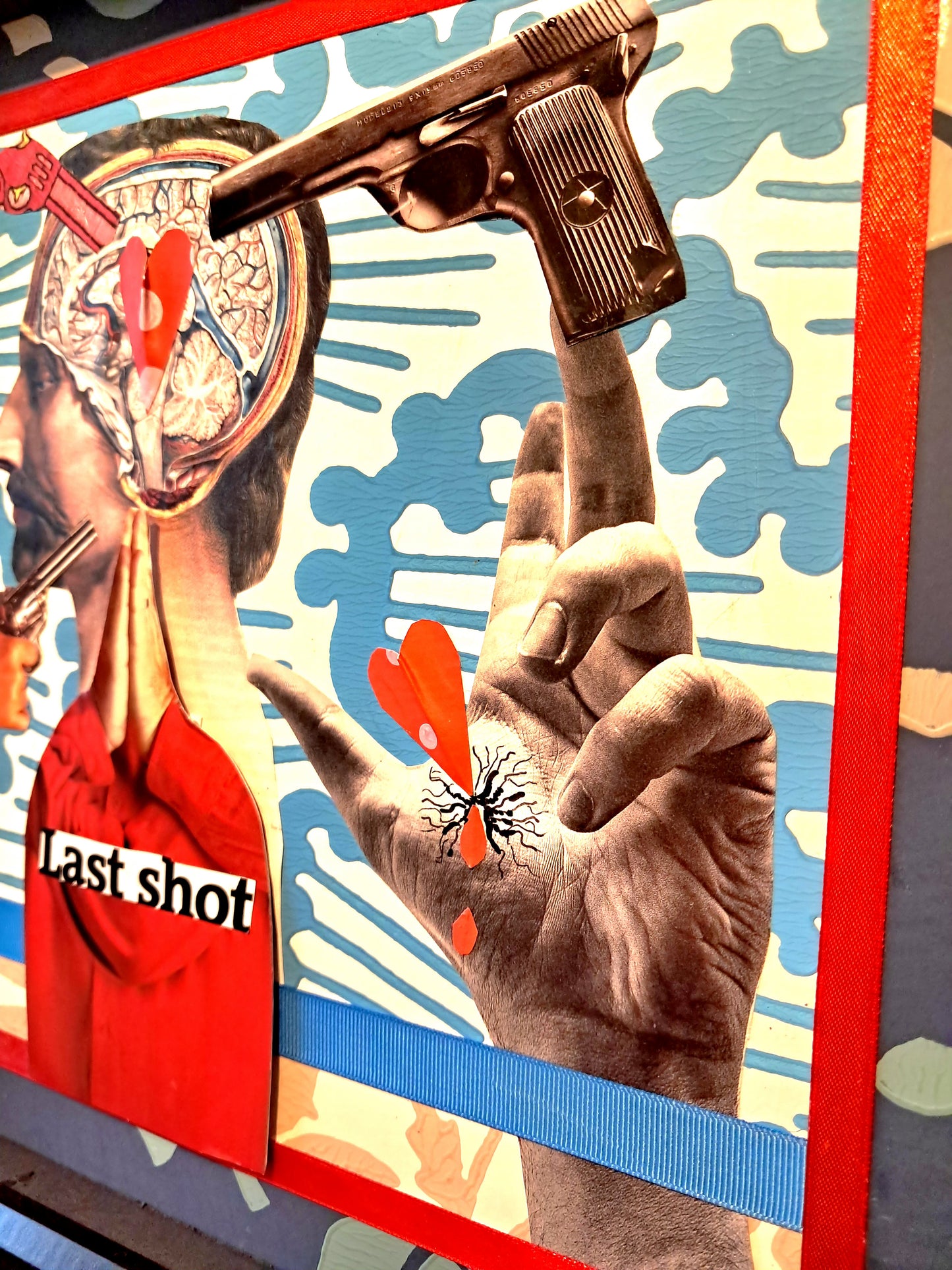 LAST SHOT. ORIGINAL COLLAGE ART. FRAMED.