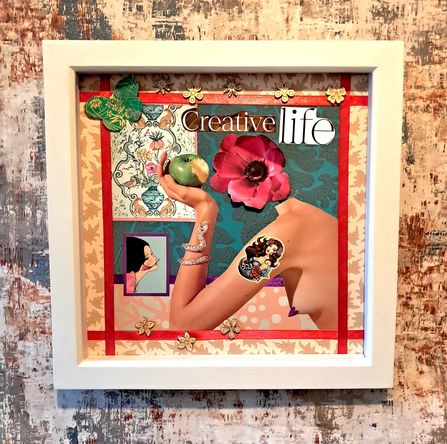 THE SMELL OF CREATIVITY. ORIGINAL COLLAGE ART. FRAMED.