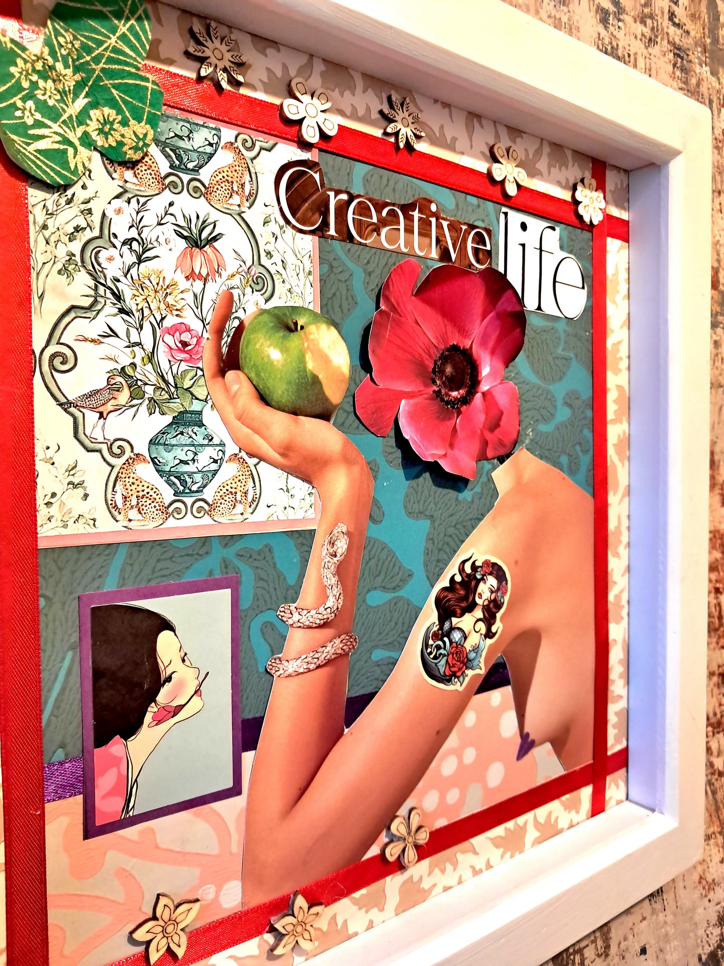 THE SMELL OF CREATIVITY. ORIGINAL COLLAGE ART. FRAMED.