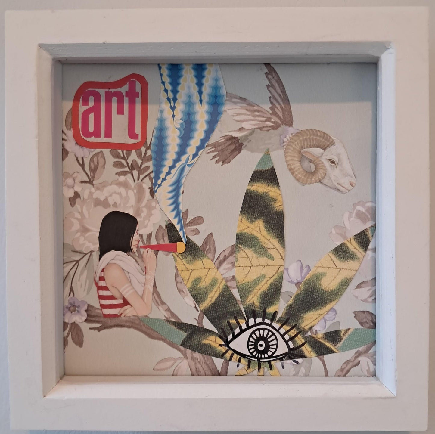 MINDS EYE. ORIGINAL COLLAGE ART. FRAMED.