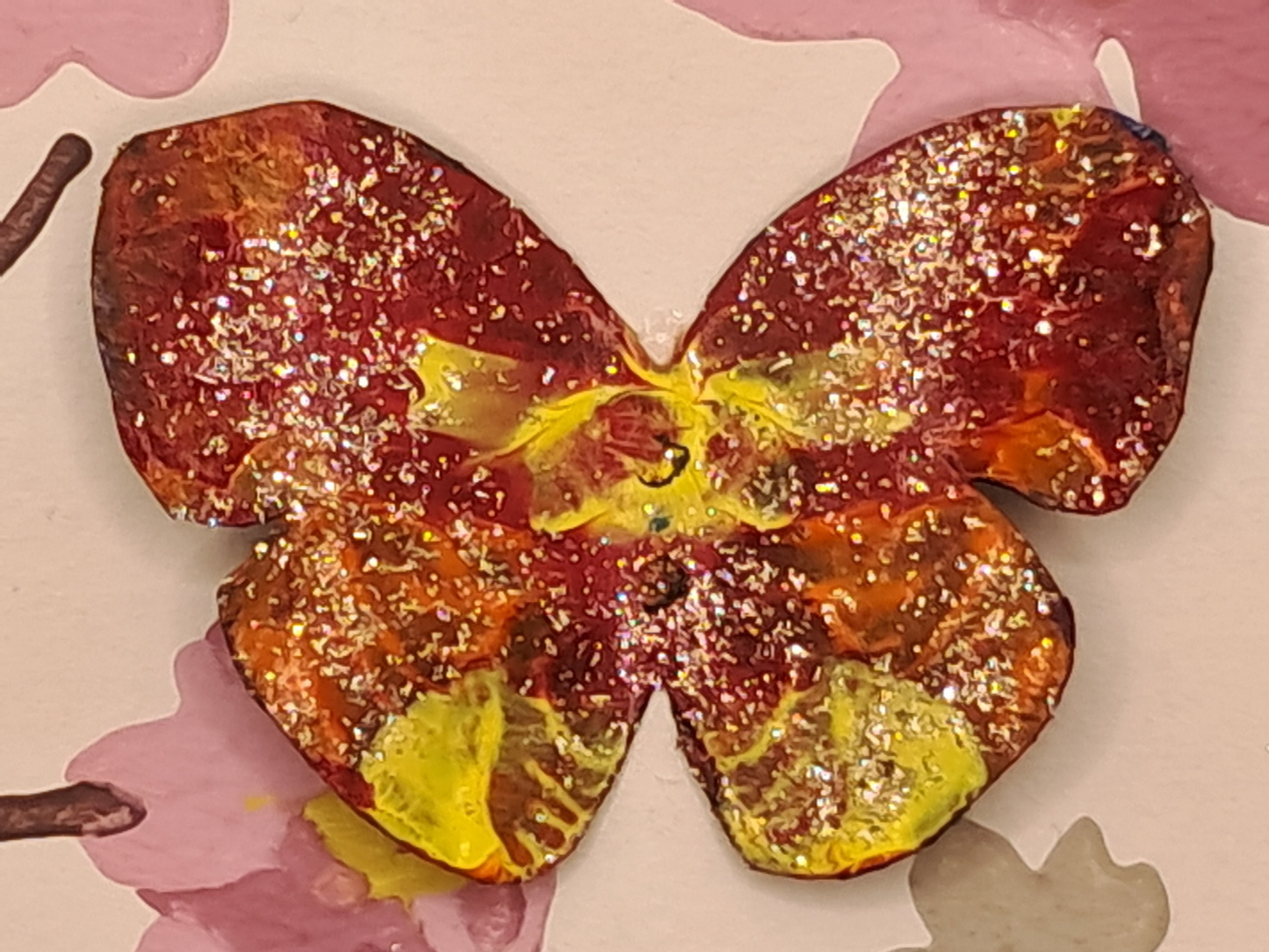 RED BUTTERFLY. HAND PAINTED ECO-FRIENDLY GREETINGS CARD.