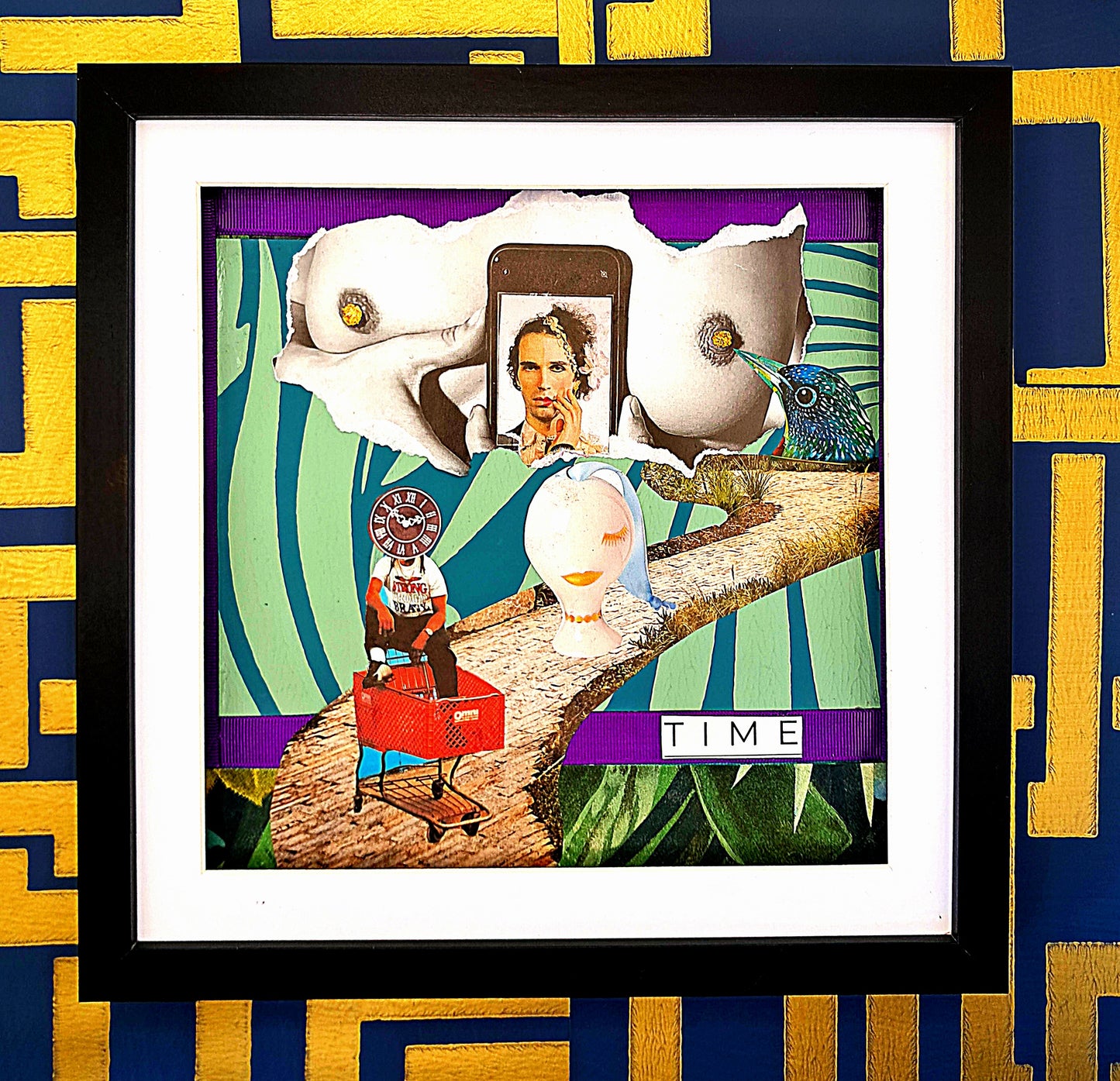 INTERESTING JOURNEY. ORIGINAL COLLAGE ART. FRAMED.