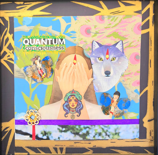QUANTUM CONCIOUSNESS. ORIGINAL COLLAGE ART. FRAMED.