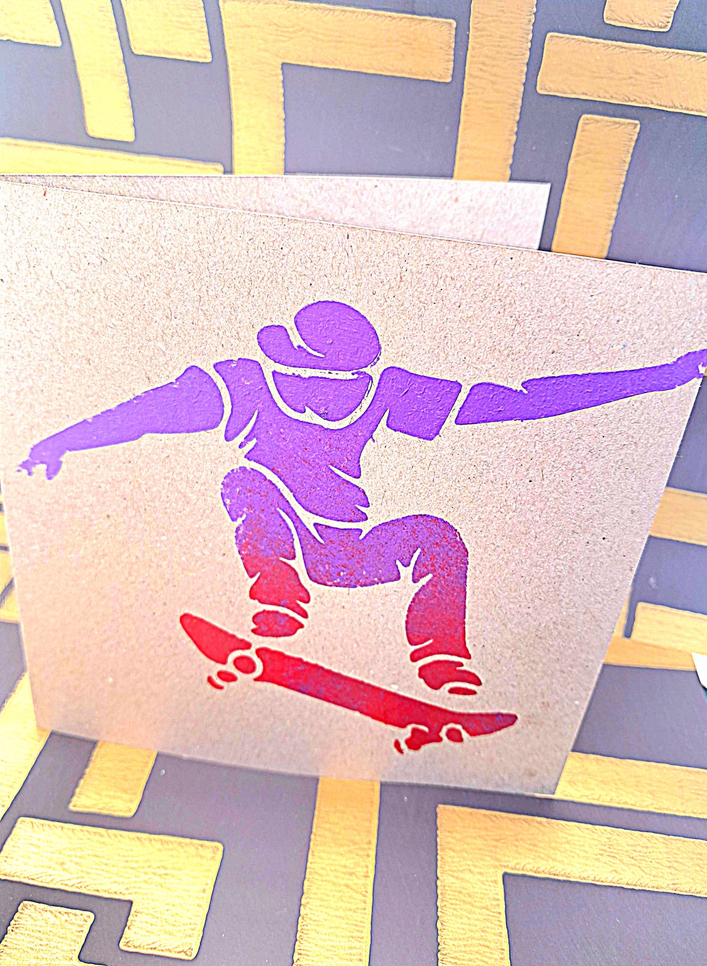 SWEET MOVE. HAND PAINTDED ECO-FRIENDLY GREETINGS CARD FOR GUYS.