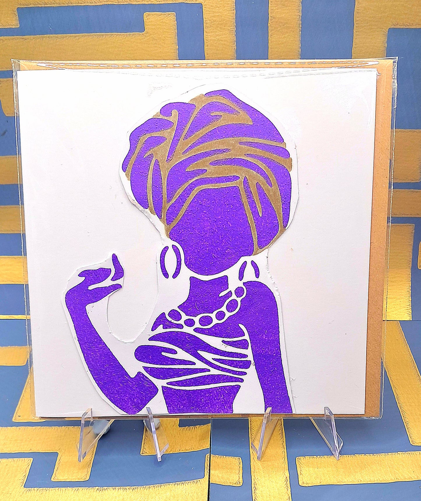 TINA - HAND PAINTED AFRICAN QUEEN COLLECTION. ECO-FRIENDLY GREETINGS CARD.