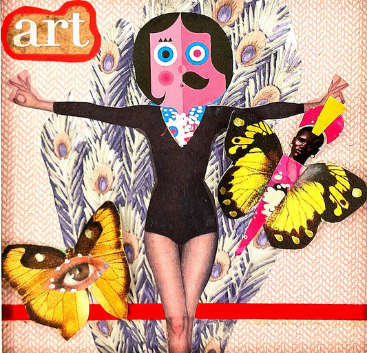 DAYDREAMING. ORIGINAL COLLAGE ART. FRAMED.