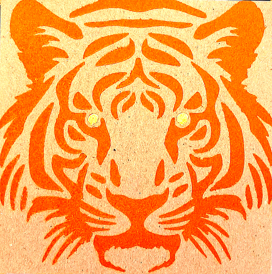 STARE OF THE TIGER. HAND PAINTED ECO-FRIENDLY GREETINGS CARDS FOR GUYS.
