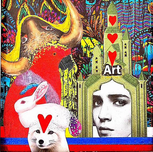 MAD HATTER. ORIGINAL COLLAGE ART. FRAMED.