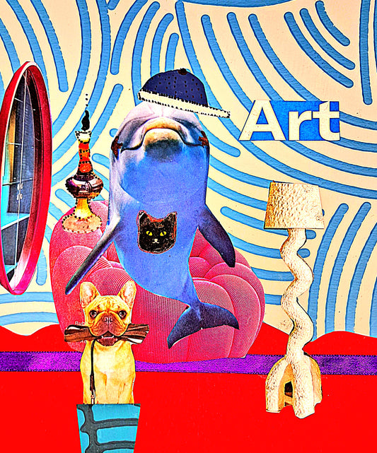UNDERWATER CRIB. ORIGINAL COLLAGE ART. FRAMED.