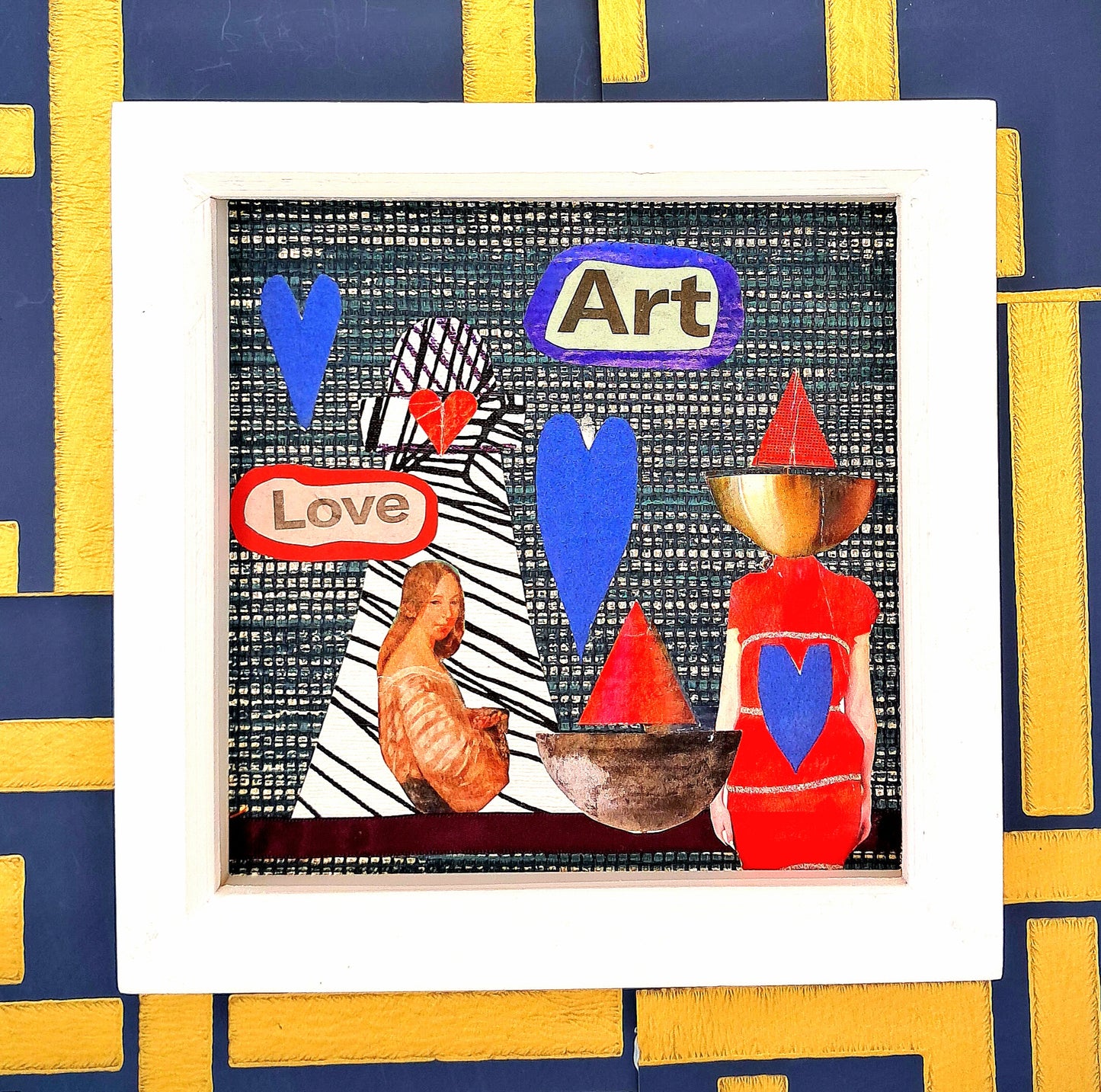 OCEAN VIEW. ORIGINAL COLLAGE ART. FRAMED.