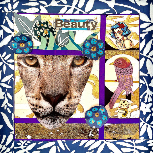 WILD BEAUTY. ORIGINAL COLLAGE ART. FRAMED.
