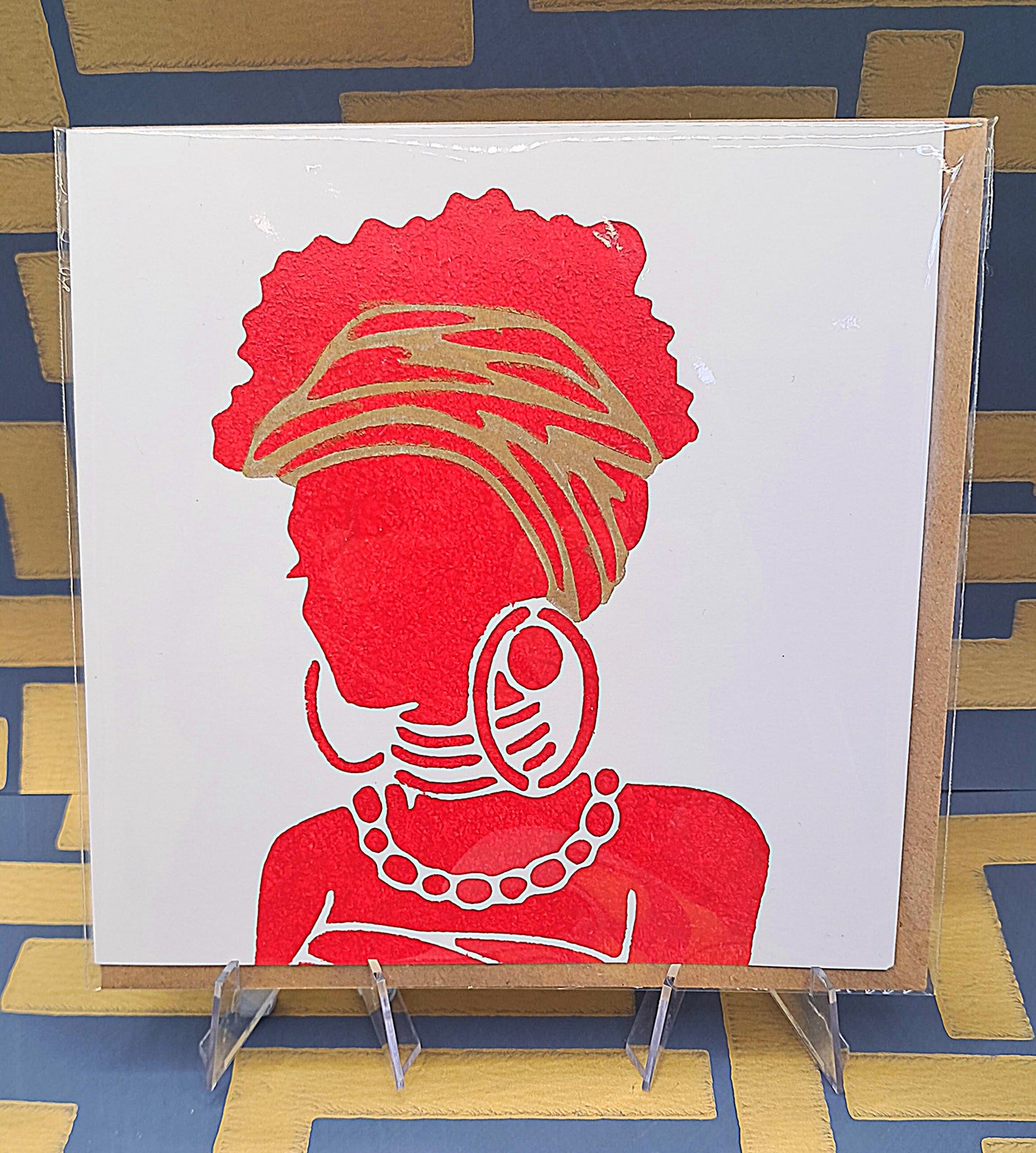 LISA - HAND PAINTED AFRICAN QUEEN COLLECTION. ECO-FRIENDLY GREETINGS CARD.