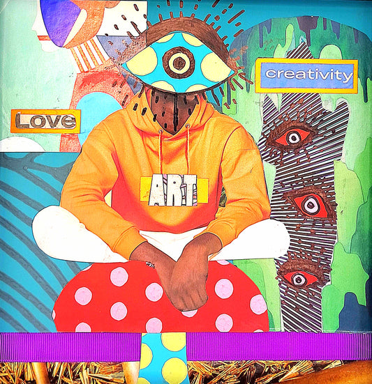 CREATIVE VISION. ORIGINAL COLLAGE ART. FRAMED.