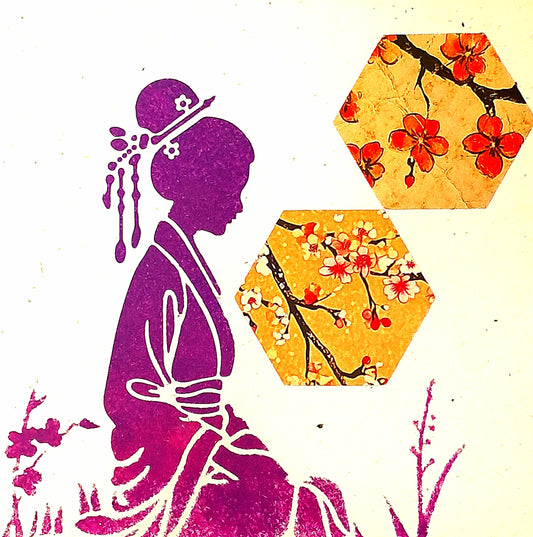 MEDITATION. HAND-PAINTED ECO-FRIENDLY GREETINGS CARD.