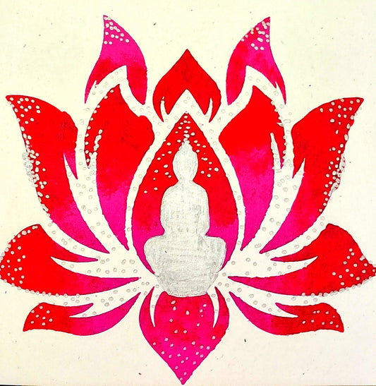 LOTUS FLOWER. HAND-PAINTED & ECO-FRIENDLY GREETINGS CARD.