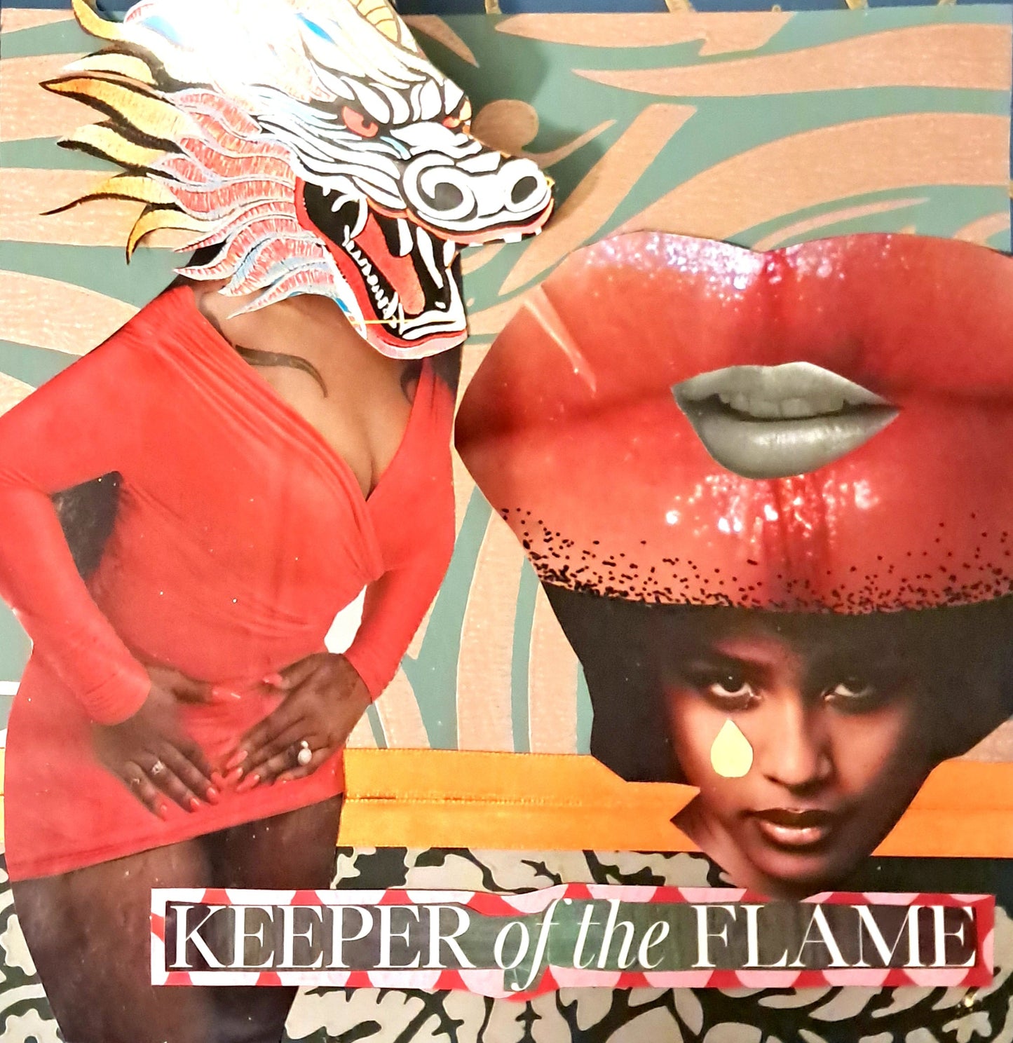 KEEPER OF THE FLAME. ORIGINAL COLLAGE ART. FRAMED.