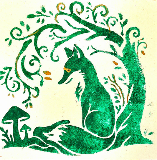 IN THE WOODS. HAND PAINTED ECO-FRIENDLY GREETINGS CARD.
