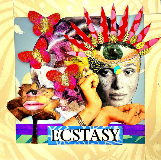 FULL OF ECSTACY. ORIGINAL COLLAGE ART. FRAMED.