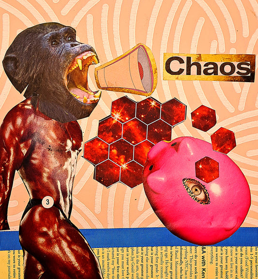 HUMAN CHAOS. ORIGINAL COLLAGE ART. FRAMED.