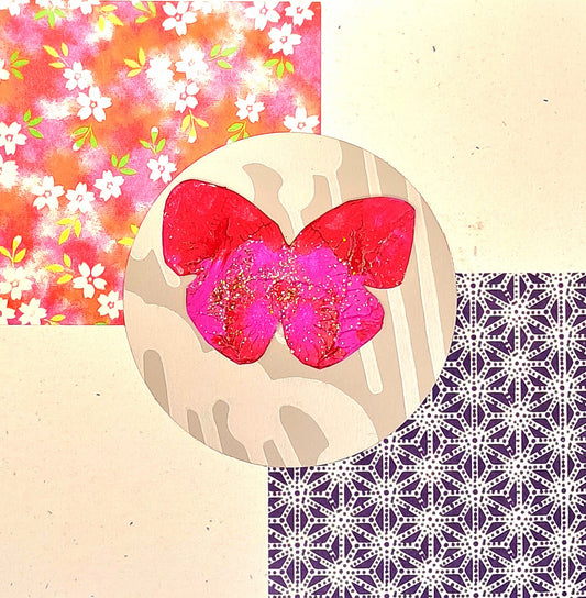 RED BUTTERFLY. HAND PAINTED ECO-FRIENDLY GREETINGS CARD.
