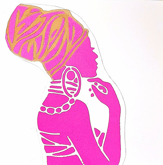 NINA - HAND PAINTED AFRICAN QUEEN COLLECTION. ECO-FRIENDLY GREETINGS CARD.
