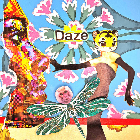DIGITAL DAZE. ORIGINAL COLLAGE ART. FRAMED.