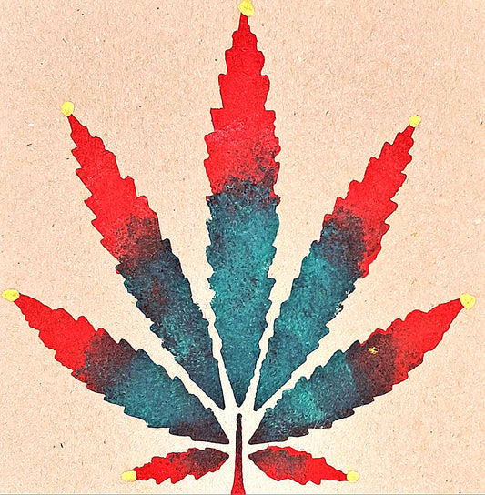 LEAFY. HAND PAINTED ECO-FRIENDLY GREETINGS CARD FOR GUYS.